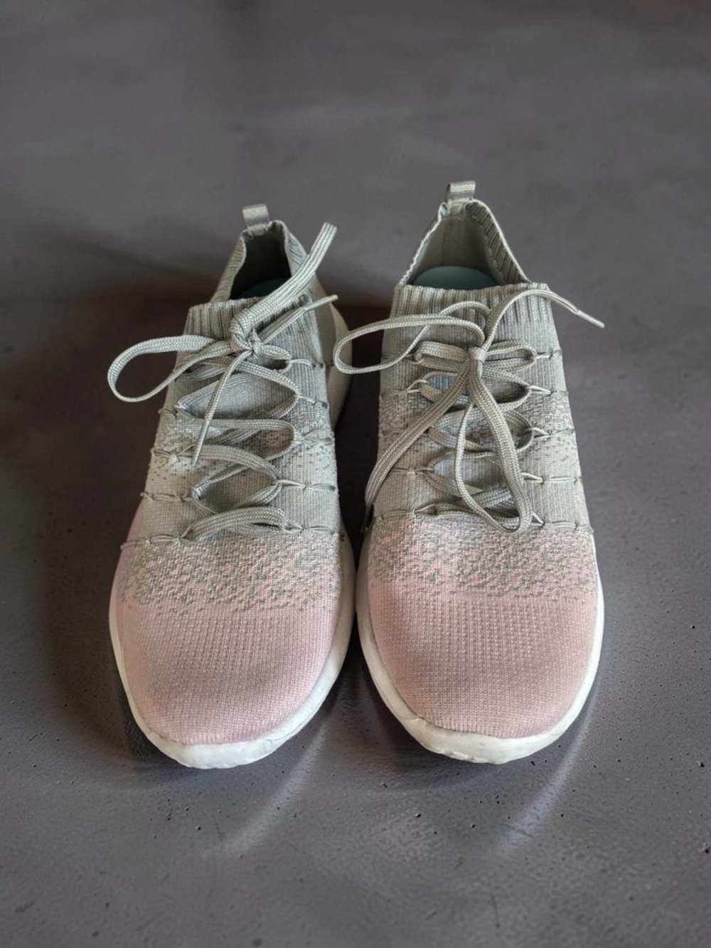 Dr. Scholl's Float on Air Pink and Gray Knit Lace-Up Women's Sneakers